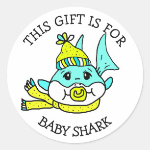 Sticker Rond Baby Shark, Ce cadeau si pour Gift Tag Noël