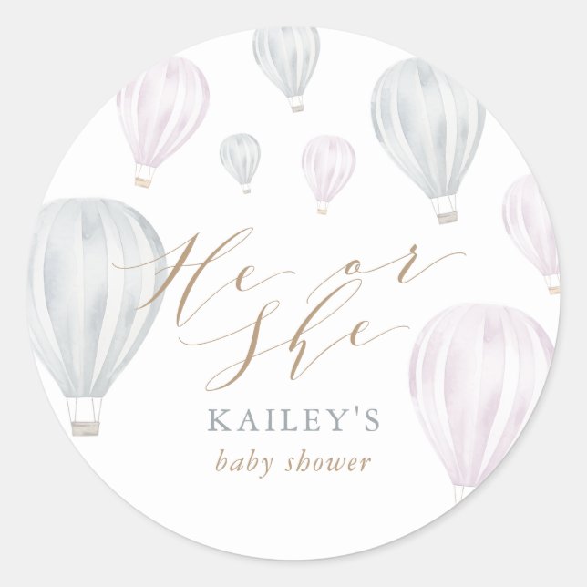 Sticker Rond Baby shower à ballon gonflable selon le sexe (Devant)