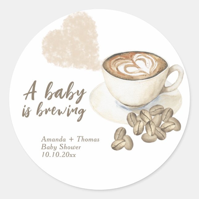 Sticker Rond Baby shower à café (Devant)