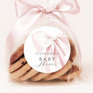 Sticker Rond Baby shower à cou rose