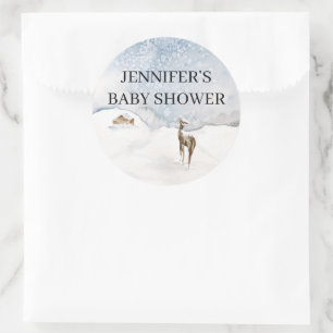 Sticker Rond Baby shower à feuillage persistant aquarelle