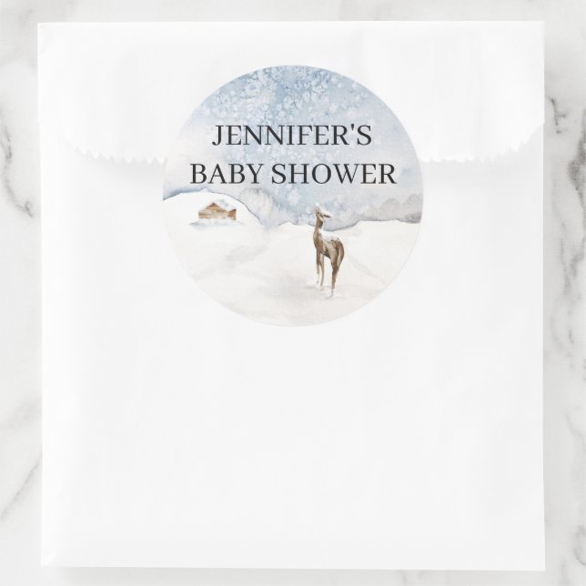 Sticker Rond Baby shower à feuillage persistant aquarelle (Sac)