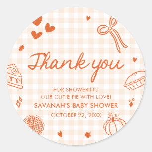 Sticker Rond Baby shower À Tarte À La Petite Cutie Creusé À La 