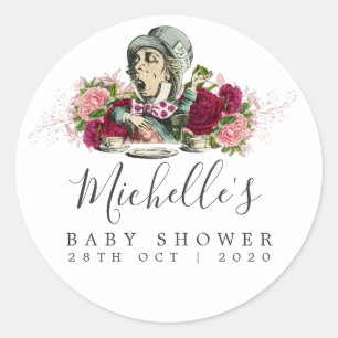 Sticker Rond Baby Shower Alice au Pays des Merveilles Vintage T