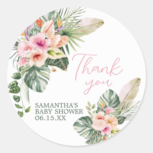 Sticker Rond Baby shower Aloha (Devant)