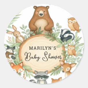Sticker Rond Baby Shower Animaux Bébés Mignons
