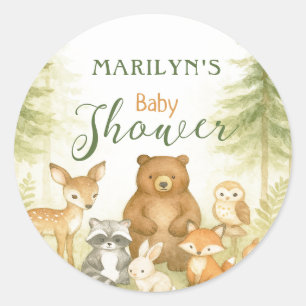Sticker Rond Baby Shower Animaux Bébés Mignons
