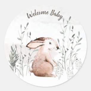 Sticker Rond Baby shower Animaux des bois