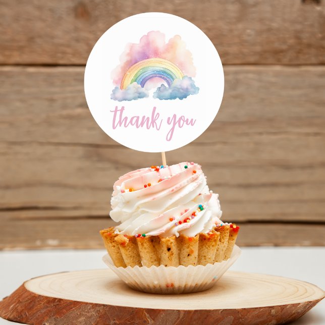 Sticker Rond Baby shower arc-en-ciel à l'aquarelle (Créateur téléchargé)