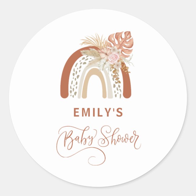 Sticker Rond Baby shower arc-en-ciel Boho (Devant)