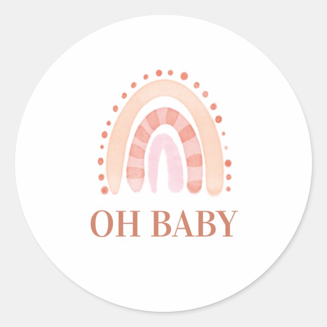 Sticker Rond Baby shower arc-en-ciel Boho (Devant)