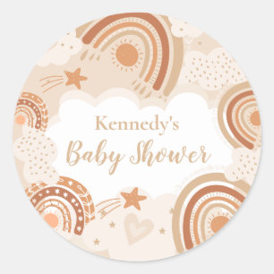 Sticker Rond Baby shower arc-en-ciel Boho
