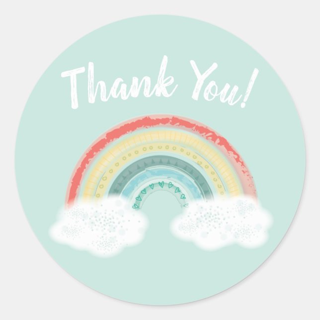Sticker Rond Baby shower arc-en-ciel Boho (Devant)