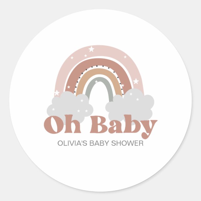 Sticker Rond Baby shower arc-en-ciel Boho (Devant)
