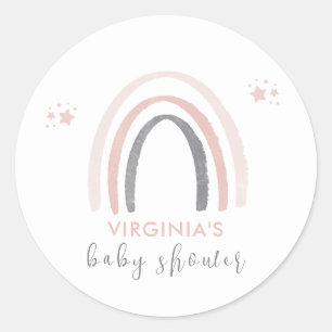 Sticker Rond Baby shower arc-en-ciel Boho neutre pour les femme