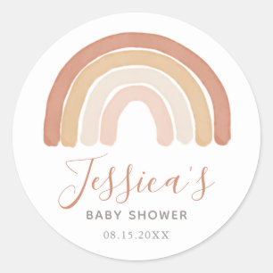 Sticker Rond Baby shower arc-en-ciel Boho Terracotta