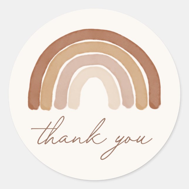 Sticker Rond Baby shower arc-en-ciel Boho Terracotta (Devant)