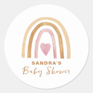 Sticker Rond Baby shower arc-en-ciel de Boho neutre minimaliste