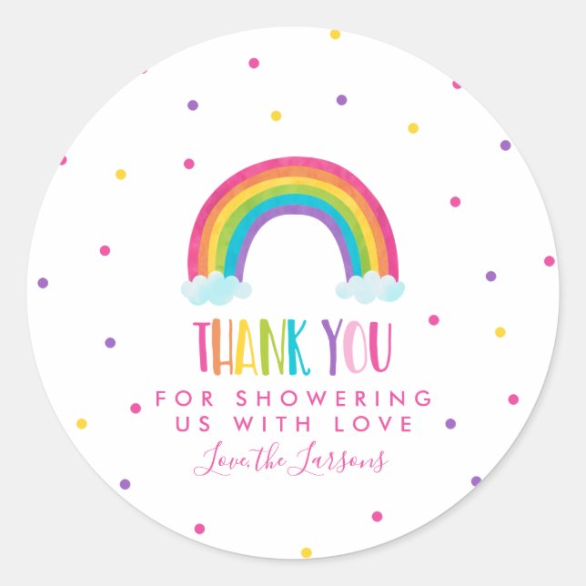 Sticker Rond Baby shower arc-en-ciel lumineux (Devant)