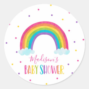 Sticker Rond Baby shower arc-en-ciel lumineux
