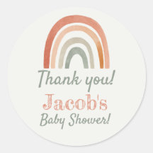 Baby shower arc-en-ciel rustique merci
