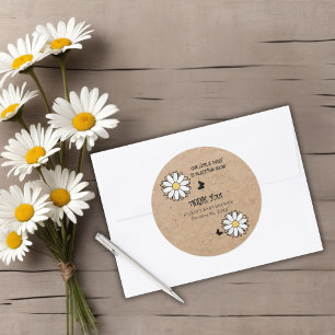 Sticker Rond Baby shower artisanal minimaliste Dainty Daisy