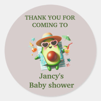 Sticker Rond Baby shower Avocado personnalisé /