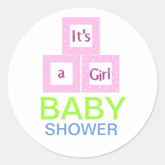 Sticker Rond Baby shower Baby Blocks (Devant)
