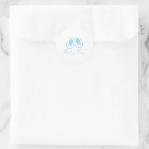 Sticker Rond Baby Shower Baby Boy Blue Shoes