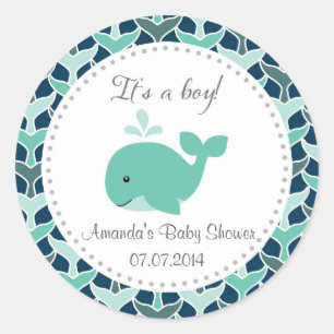 Sticker Rond Baby shower baleine C'est un chevalier