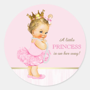Sticker Rond Baby shower Ballerina Princess Tutu Pearls