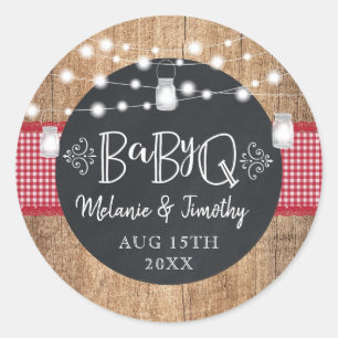 Sticker Rond Baby shower BBQ BabyQ