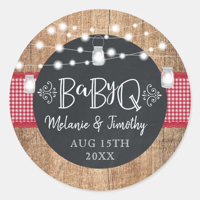 Sticker Rond Baby shower BBQ BabyQ (Devant)