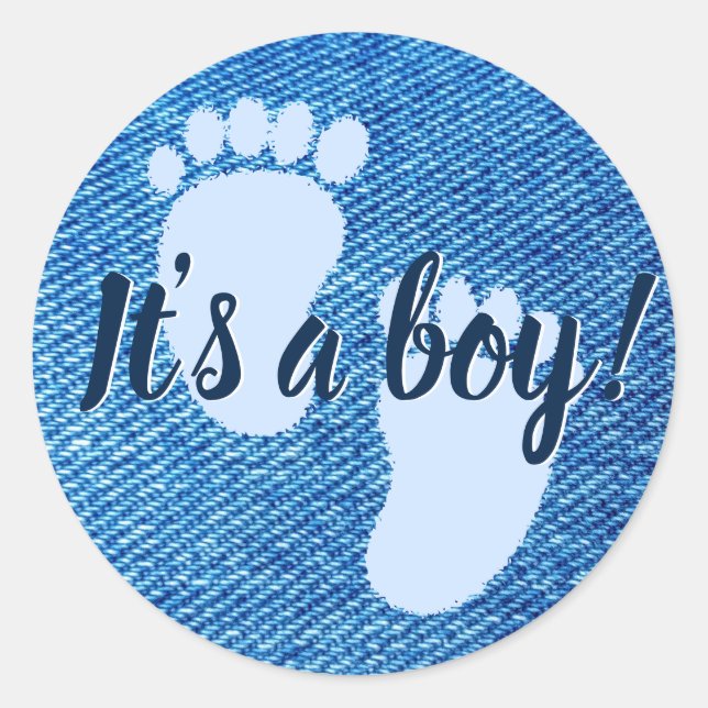 Sticker Rond Baby shower bébé bleu Denim personnalisé (Devant)