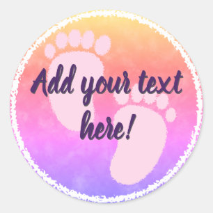 Sticker Rond Baby shower Bébé couleur aquarelle personnalisée