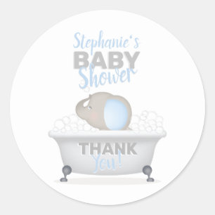 Sticker Rond Baby shower bébé éléphant bulle  garçon de bain