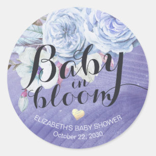 Sticker Rond Baby shower bébé en fleurs Boho Boho