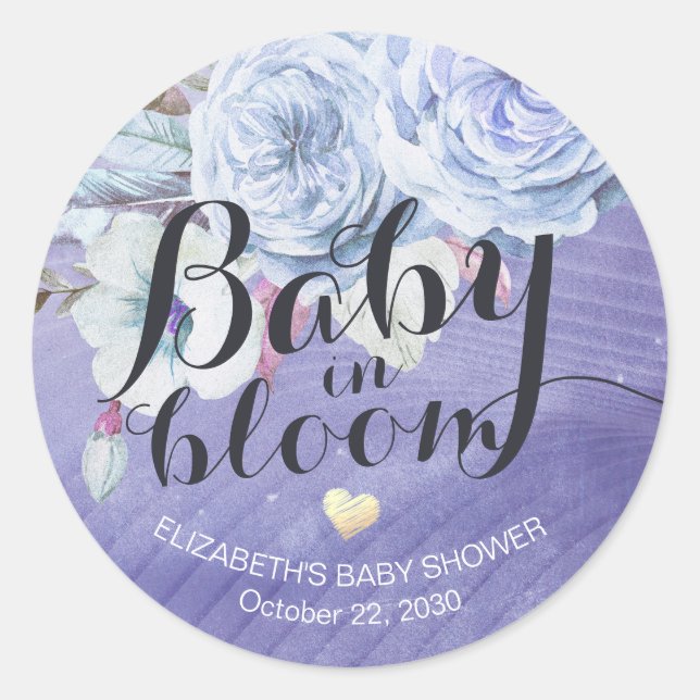 Sticker Rond Baby shower bébé en fleurs Boho Boho (Devant)