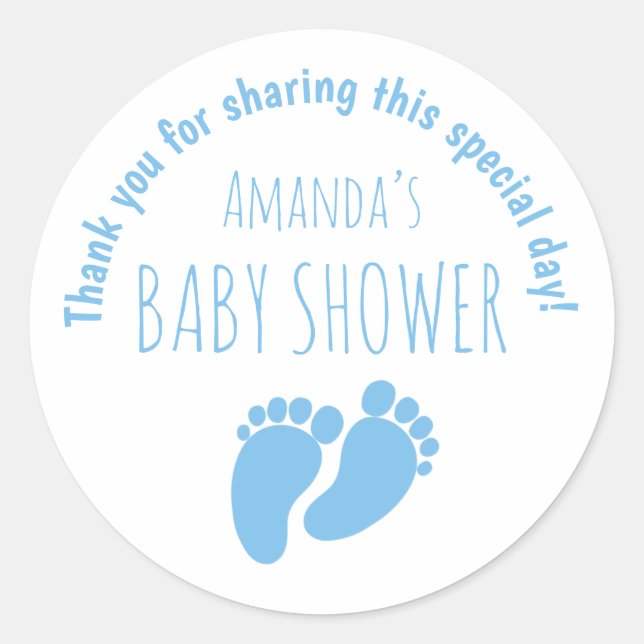 Sticker Rond Baby shower bébé garçon bleu (Devant)
