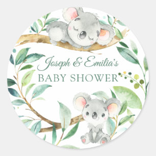 Sticker Rond Baby shower bébé Koala Ours