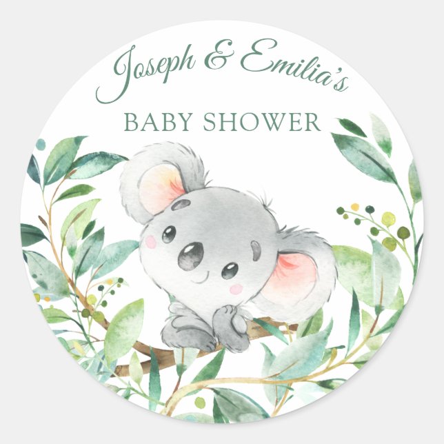 Sticker Rond Baby shower bébé Koala Ours (Devant)