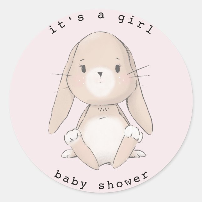 Sticker Rond baby shower bébé lapin (Devant)
