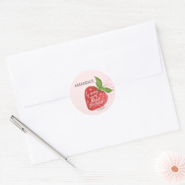 Sticker Rond Baby shower Berry Sweet Strawberry (Enveloppe)
