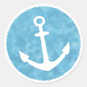 Sticker Rond Baby shower bleu Ancre nautique
