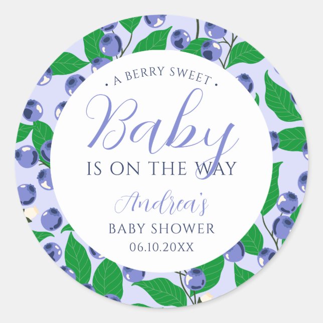 Sticker Rond Baby shower bleu bleuet doux (Devant)