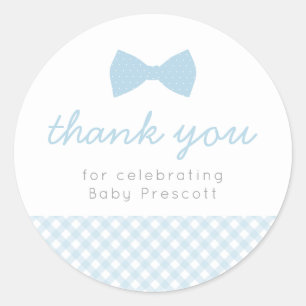 Sticker Rond baby shower bleu en vichy