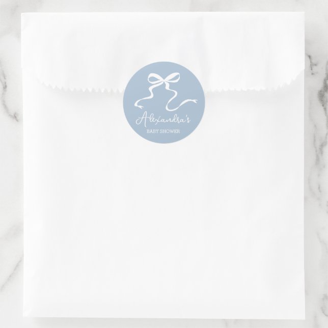Sticker Rond Baby shower bleu foncé Favoriser rond (Sac)