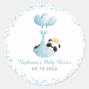 Sticker Rond Baby shower bleu garçon Panta Bear