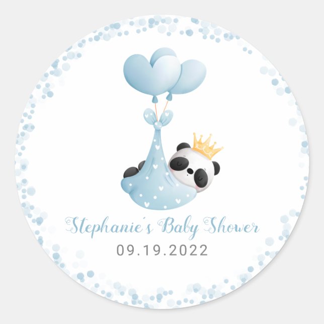 Sticker Rond Baby shower bleu garçon Panta Bear (Devant)