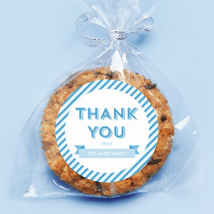 Sticker Rond Baby shower bleu Merci moderne